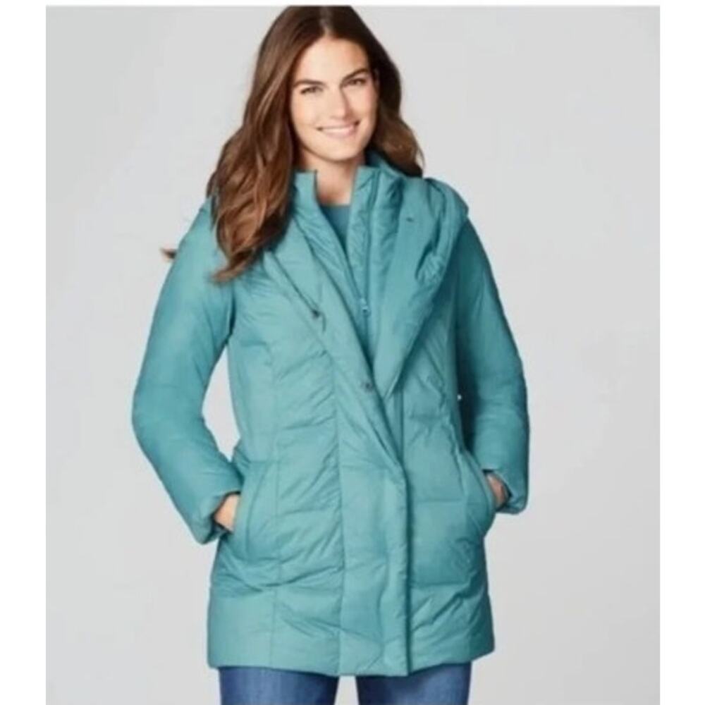 J. Jill Emerson‎ Hooded Blue Topaz Long 80% Down Puffer XS